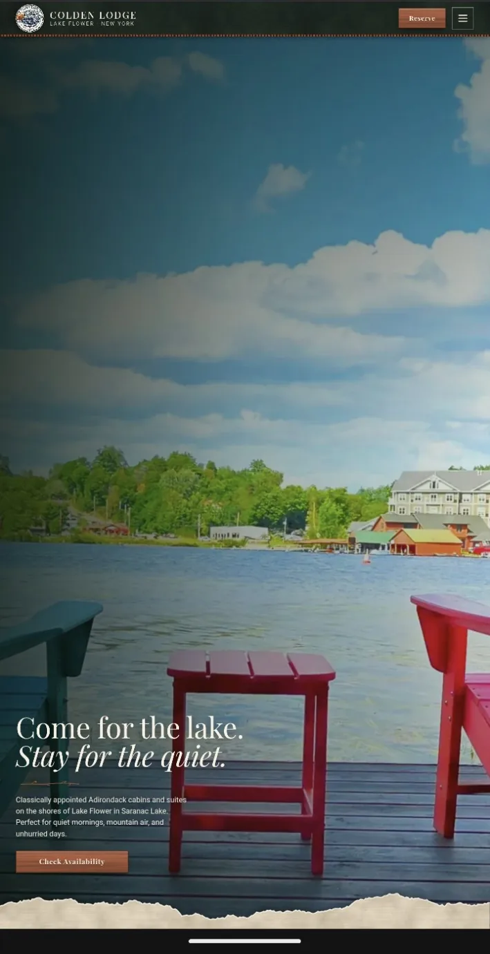 Colden Lodge website on a tablet