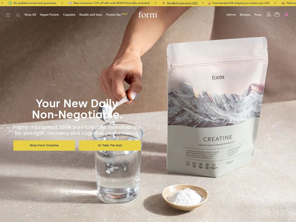 Form Nutrition website screenshot