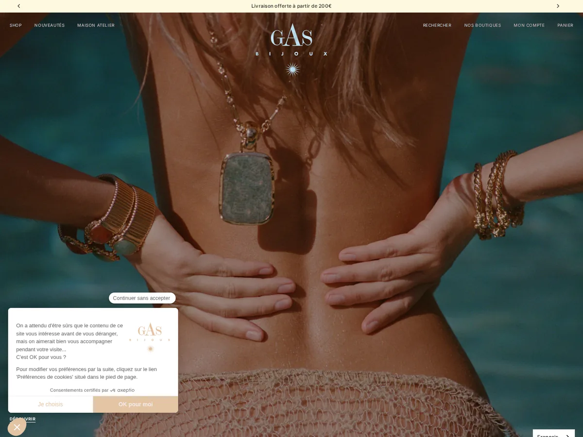 Gas Bijoux website screenshot